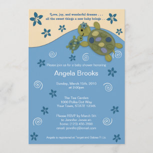 Invitation Vert bleu de l'invitation TRC de baby shower de