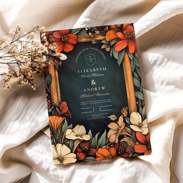 Invitation Vert Botanique Art Nouveau Mariage (Créateur téléchargé)