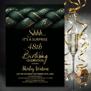 Invitation Vert Braid Or N'importe quel âge Surprise Annivers