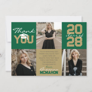 Invitation Vert & Bronze Gold 3 Merci de graduation photo