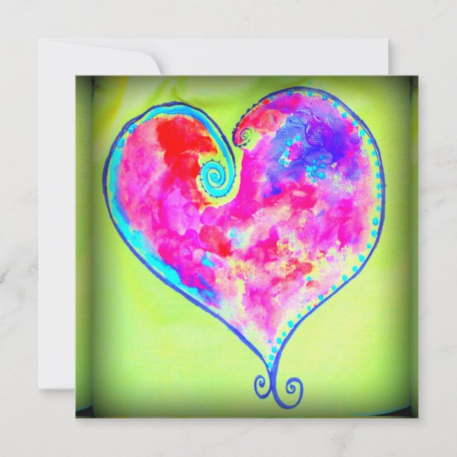 Invitation vert coeur rose tourbillonnant (Devant)