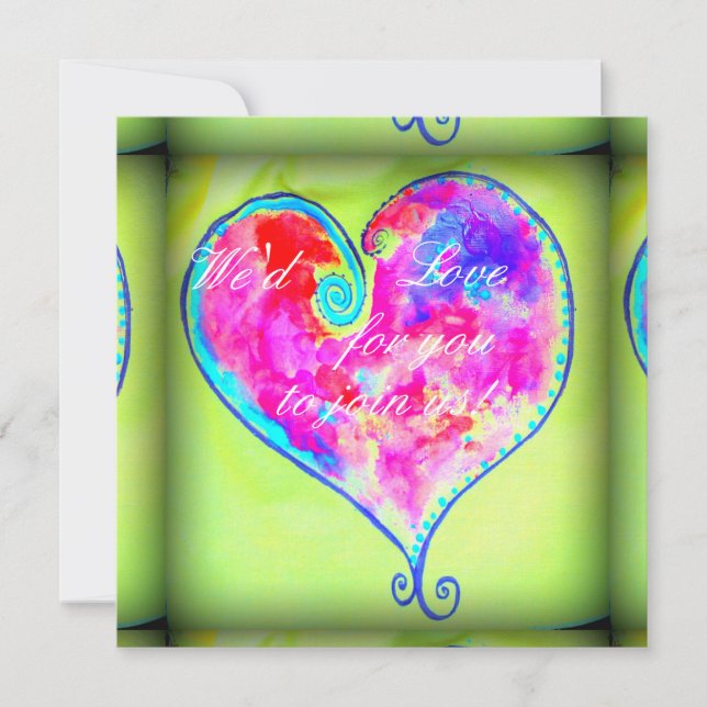 Invitation vert coeur rose tourbillonnant (Devant)