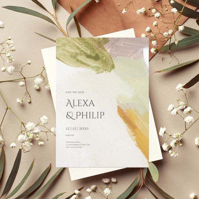 Invitation Vert coloré Moderne Mariage d'art Abstrait (1)