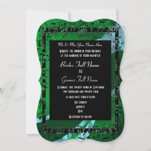 Invitation Vert damask élégant mariage formel