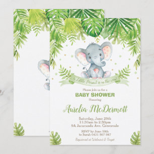 Invitation Vert de bébé d'animaux de jungle de baby shower
