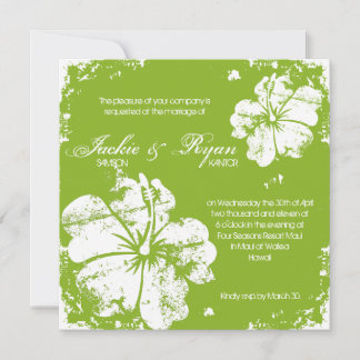 Invitation Vert de chaux grunge de ketmie de mariage de plage