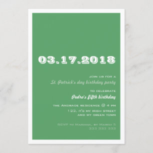 Invitation Vert de fête d'anniversaire de Jour de la Saint