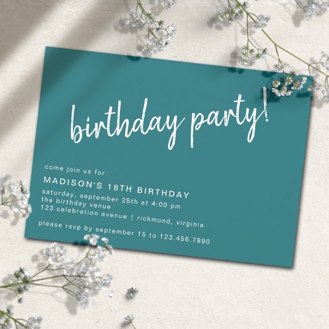 Invitation Vert de la mer bleue turquoise | Fête d'anniversai (Créateur téléchargé)