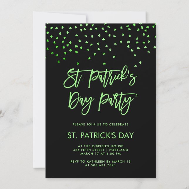 Invitation Vert de la partie | de Jour de la Saint Patrick et (Devant)