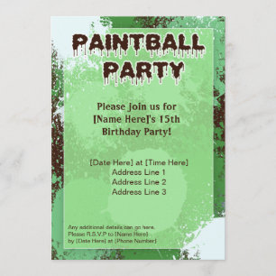 Invitation vert de partie de Paintball