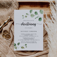 Vert délice Eucalyptus Calligraphie Christening