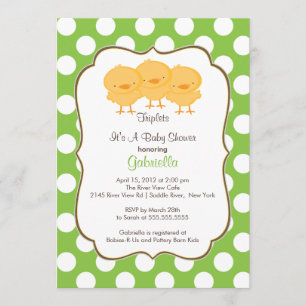 Invitation Vert d'invitation de baby shower de poussin de