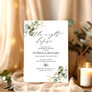 Invitation Vert doré La Nuit Avant le Dîner de Répétition