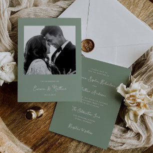 Invitation Vert doux et blanc   Mariage photo