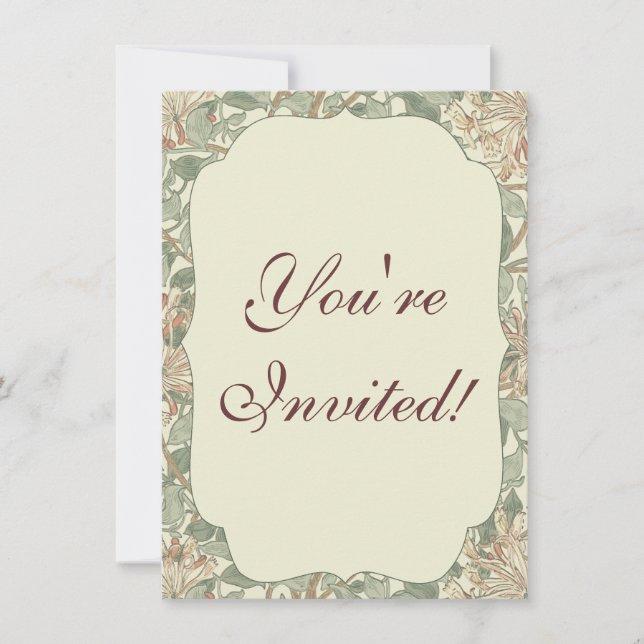 Invitation Vert doux Vintage William Morris Honeysuckie (Devant)