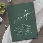 Invitation Vert émeraude | Calligraphie officielle 60e annive<br><div class="desc">Invitations élégantes et simples à 60e anniversaire avec titre "soixante" texte dans un script manuscrit. Police blanche sur un arrière - plan vert foncé.</div>