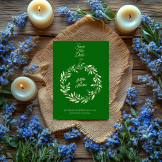 Invitation Vert Emeraude & Champagne Cercle, Sauvegarder la D