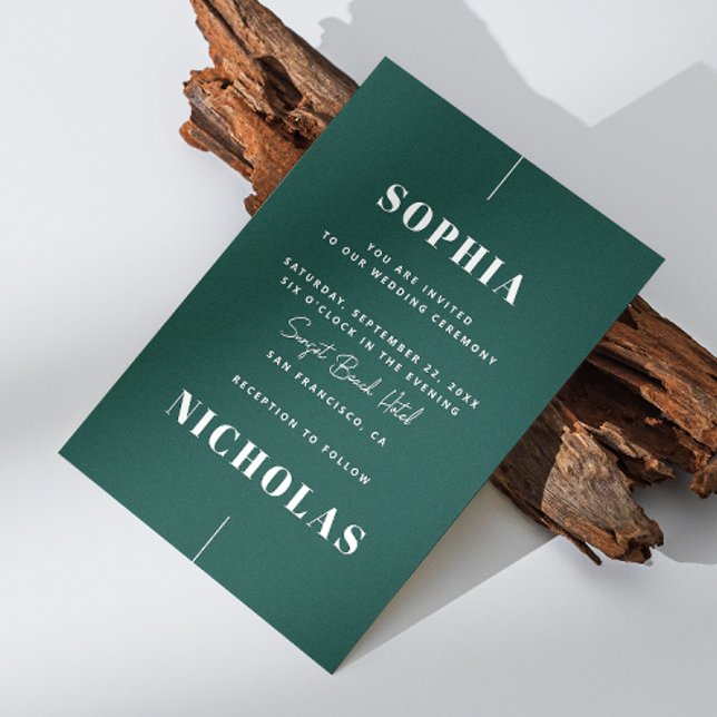 Invitation Vert émeraude Code QR de mariage élégant minimalis (Créateur téléchargé)