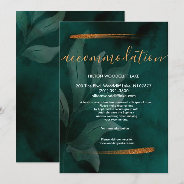Invitation vert émeraude moderne et enceinte Lea accueillir (Devant / Derrière)
