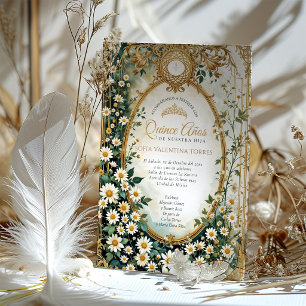 Invitation Vert émeraude Or Quinceanera Espagnol Sweet 15