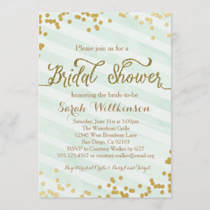 Invitation Vert en bon état et or épousant l'invitation de