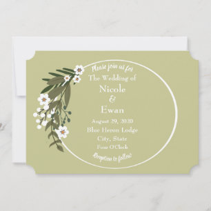 Invitation Vert et blanc Floral Rustic Country ou Boho