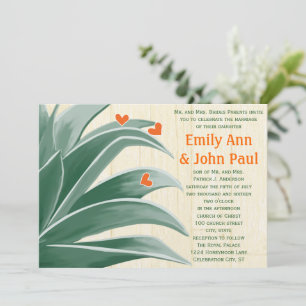 Invitation Vert et corail Rustique moderne Mariage succulent