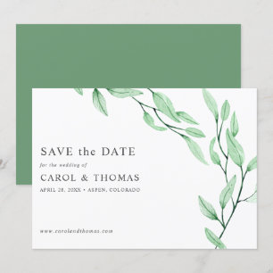 Invitation Vert éthérée chic botanique enregistrer la date