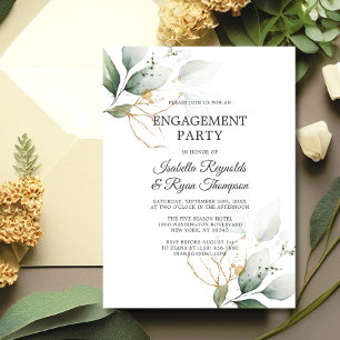 Invitation Vert Feuille Gold Aquarelle PARTICIPATION