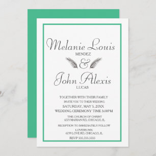 Invitation Vert feutre tropical minimaliste Simple Mariage