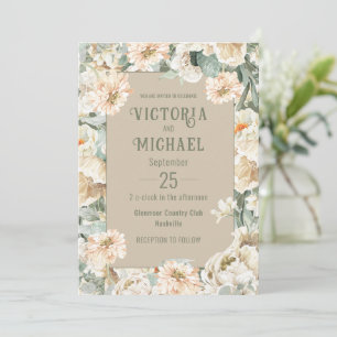 Invitation Vert Floral Aquarelle Mariage moderne