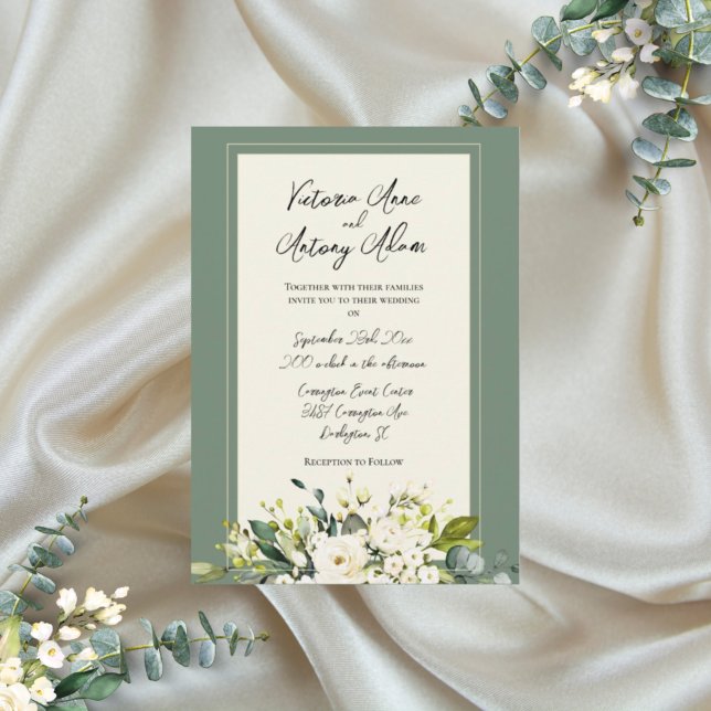 Invitation Vert Floral Automne Hiver Aquarelle Mariage (Créateur téléchargé)
