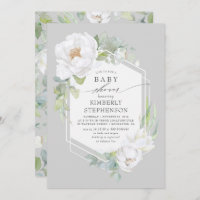 Vert floral blanc Baby shower moderne élégant