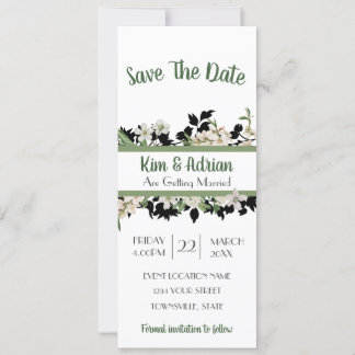Invitation Vert floral Enregistrer la date