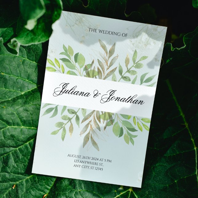 Invitation Vert Floral Et Simple Élégant Mariage Chic (Créateur téléchargé)