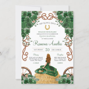 Invitation Vert Floral Pays Ouest Charro Quinceañera