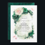 Invitation Vert foncé et rose Floral Bohemian Sweet 16e<br><div class="desc">Fleurs vertes et roses sweets sixteens invitations d'anniversaire</div>