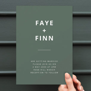 Invitation Vert Foncé   Moss Minimaliste Scandi Moderne Maria