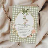 Vert Gingham Un Oie Idiote 1er Anniversaire