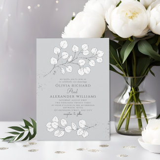 Invitation Vert gris clair Argent Eucalyptus Mariage