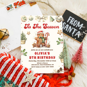 Invitation Vert hiver Noël pain d'épices biscuit Anniversaire