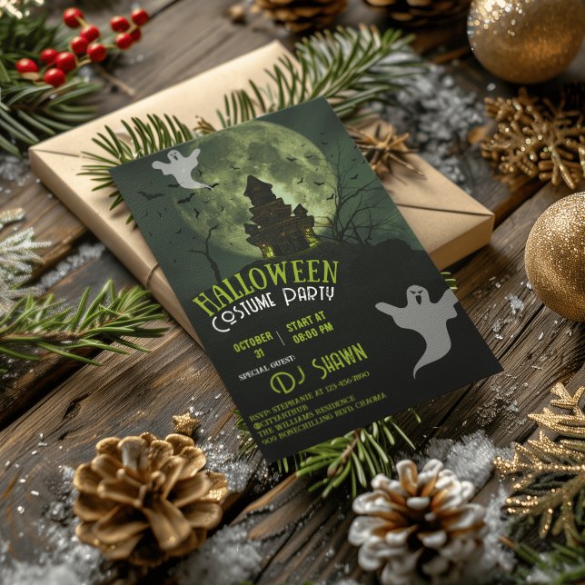 Invitation Vert Illustration Moderne Grunge Éffrayant Hallowe (Créateur téléchargé)