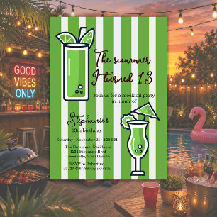 Invitation Vert L'été où j'ai eu 13 ans Mocktail Anniversaire