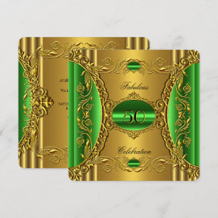 Invitation Vert Lime Élégant Or Fabuleux 50e Anniversaire