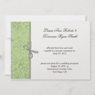 Invitation Vert Lime Gris Blanc Damassé Après-Mariage