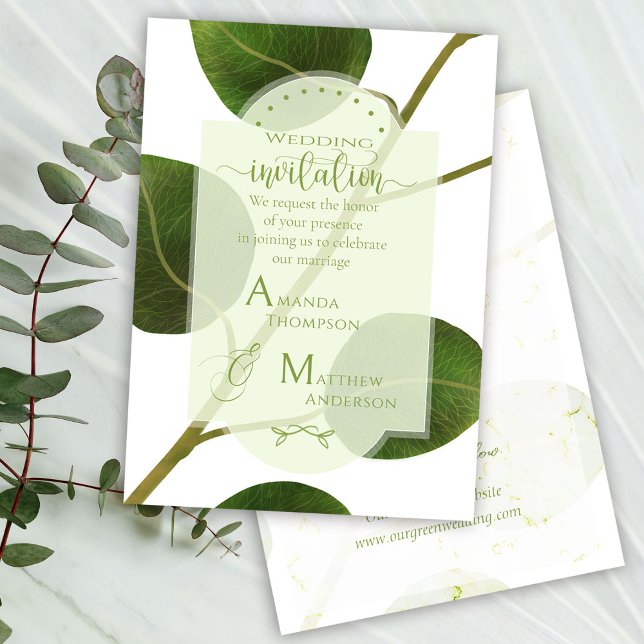 Invitation Vert mariage (Chic Green Wedding Invitation Card. )