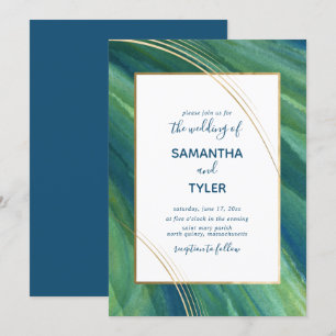 Invitation Vert, Marine et Or Artiste, Terre