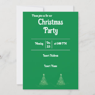 Invitation Vert minimal avec un texte blanc fête de Noël