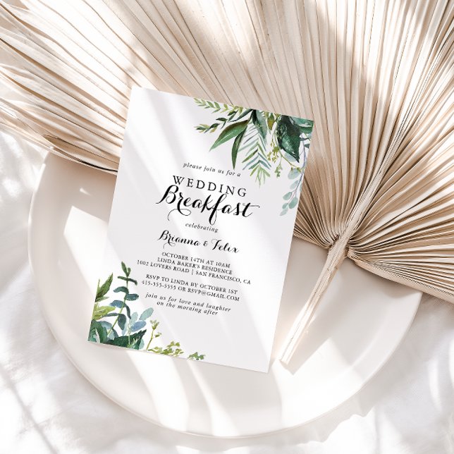 Invitation Vert Moderne Calligraphie Mariage Petit déjeuner (Créateur téléchargé)