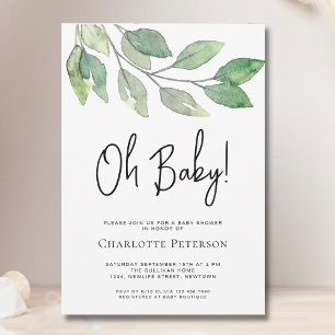 Invitation Vert moderne Oh Baby Baby shower